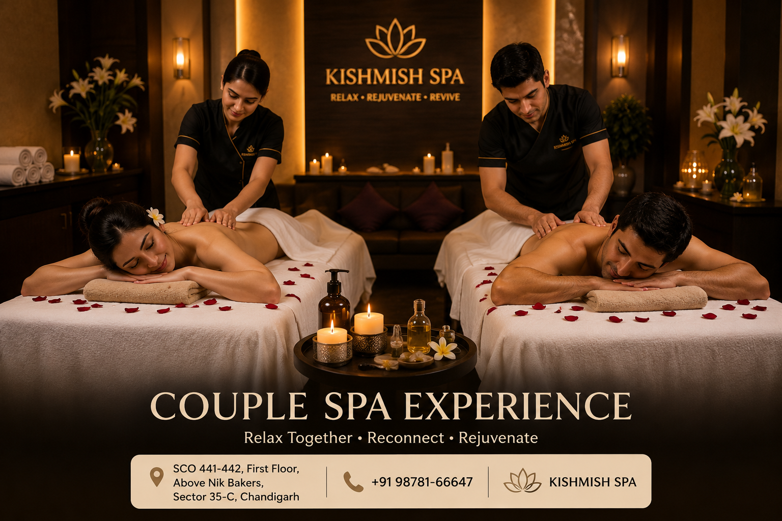 Relaxing Couple Massage in Chandigarh at Kishmish Spa
